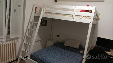 Letto soppalco + materasso una piazza e mezza Ikea