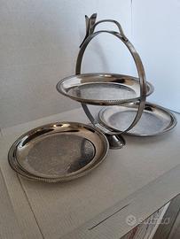 Alessi Alzata pieghevole inox 3 piatti cesellati 