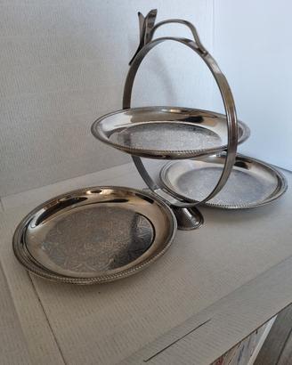 Alessi Alzata pieghevole inox 3 piatti cesellati 