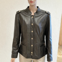 Giacca donna vera pelle nera XXL, stile biker