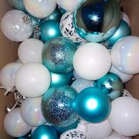 Palline albero di Natale turchese e bianco