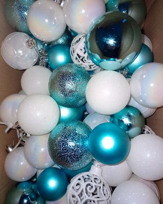 Palline albero di Natale turchese e bianco