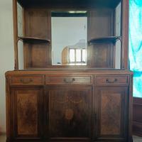 Credenza del 900 intarsiata e base in marmo