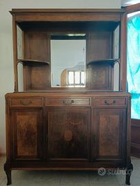 Credenza del 900 intarsiata e base in marmo