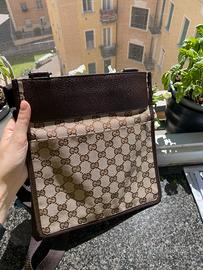 Borsa a tracolla Gucci canvas pelle e tela