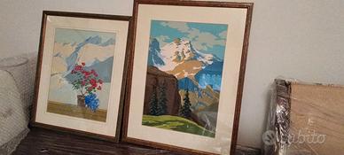 Coppia quadri litografie