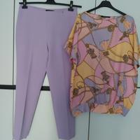 completo pantalone con camicia seta pura