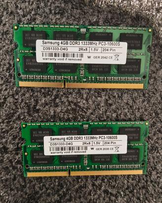 RAM Notebook DDR3 8GB (2x4GB) Samsung