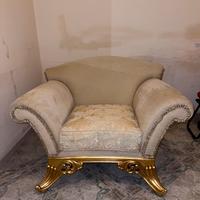 Poltrona crema/oro Classica Stile Barocco