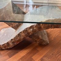 Tavolino in vetro e base in pietra - Stones