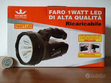 Faro Torcia Ricaricabile 1 Watt Led Alta Qualità 