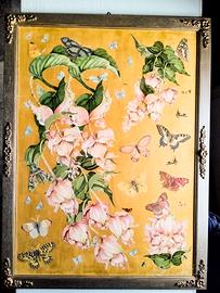 Tavola in legno, da appendere, decorata a decoupag