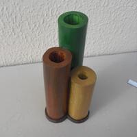 Vaso di bambù e legno / porta penne