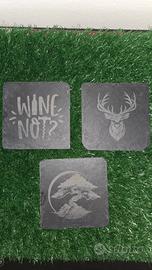 3 sottobicchieri  incisi laser in ardesia