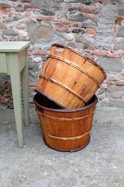 Grandi ceste rustiche a listelli di legno anni 60
