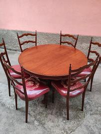 Tavolo rotondo allungabile con 6 sedie 