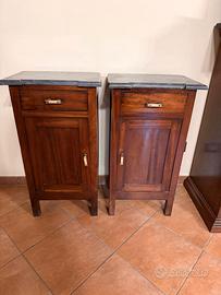 2 Comodini Arte Povera in Legno Piano Marmorizzato