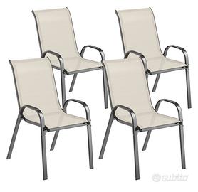 N*4 Poltrone da giardino in alluminio colore beige