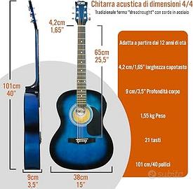 3rd Avenue Chitarra Acustica 4/4 Kit Premium, Blu