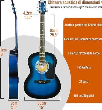 3rd Avenue Chitarra Acustica 4/4 Kit Premium, Blu