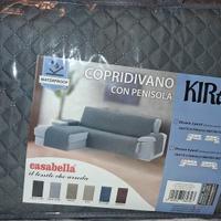 copridivano 3 posti con penisola nuovo grigio scur