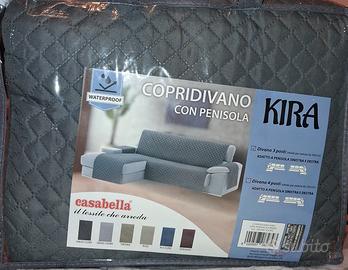 copridivano 3 posti con penisola nuovo grigio scur