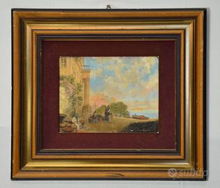 Antico quadro olio su tavola Firma Gianni XIX sec