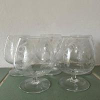 5 calici brandy/cognac serigrafati anni ‘60