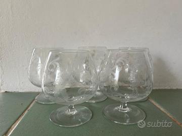 5 calici brandy/cognac serigrafati anni ‘60