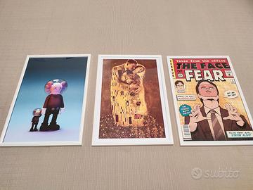 Set 3 Quadretti A4 + poster Kaws Klimt The Office