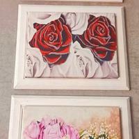 Tris quadri rose brillantinati