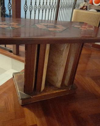 Tavolino in legno di teak base libri
