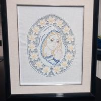 Quadro ricamo su lino