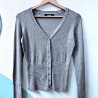 Cardigan crop top in maglia grigio, taglia S