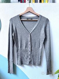 Cardigan crop top in maglia grigio, taglia S
