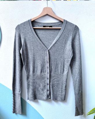 Cardigan crop top in maglia grigio, taglia S