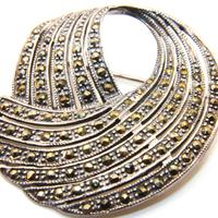 Stupenda spilla Vintage argento marcasite
