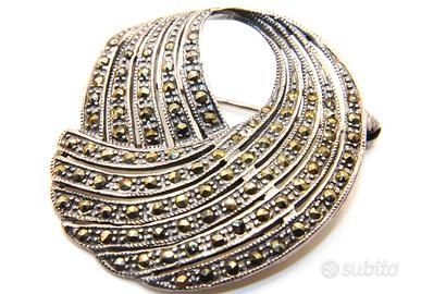 Stupenda spilla Vintage argento marcasite