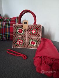 borsa ad uncinetto granny,borsa fatta a mano iuta