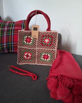 borsa ad uncinetto granny,borsa fatta a mano iuta