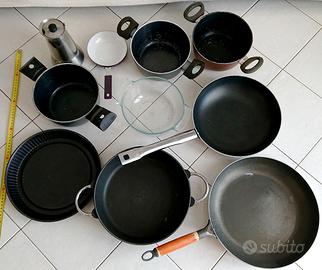 Set pentole, padelle, caffettiera, casseruola (10)