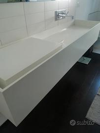 Lavabo sospeso in CORIAN DUPONT + Rubinetteria RIT