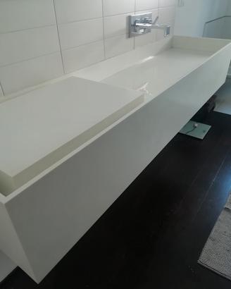 Lavabo sospeso in CORIAN DUPONT + Rubinetteria RIT