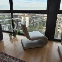 poltrona poliform in pelle beige girevole