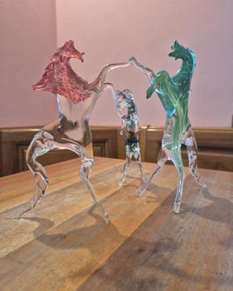 Sculture  Vetro  Murano  cavalli ( 3 figure)