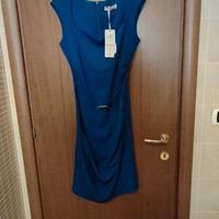 Vestitino vestito blu con bretelle gonna