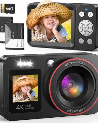 Macchina Fotografica Digitale 4K 64MP 2 schermi