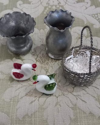 Lotto Vintage oggetti vari in peltro e vetro