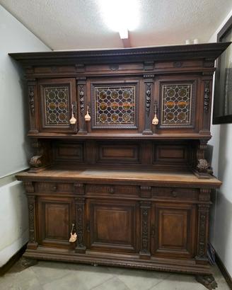 Set completo fine ’800 – Credenza con vetrina, 