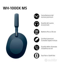 cuffie Sony WH-1000XM5 con custodia inclusa